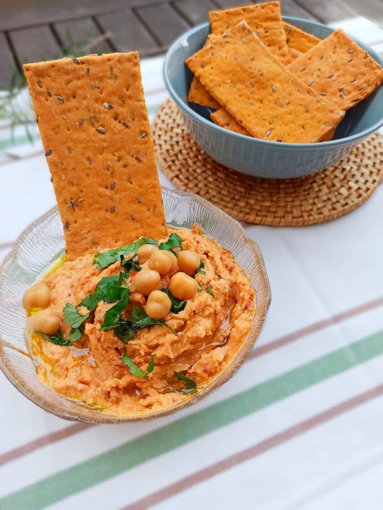 Carrot Vegetable Cracker With Hummus